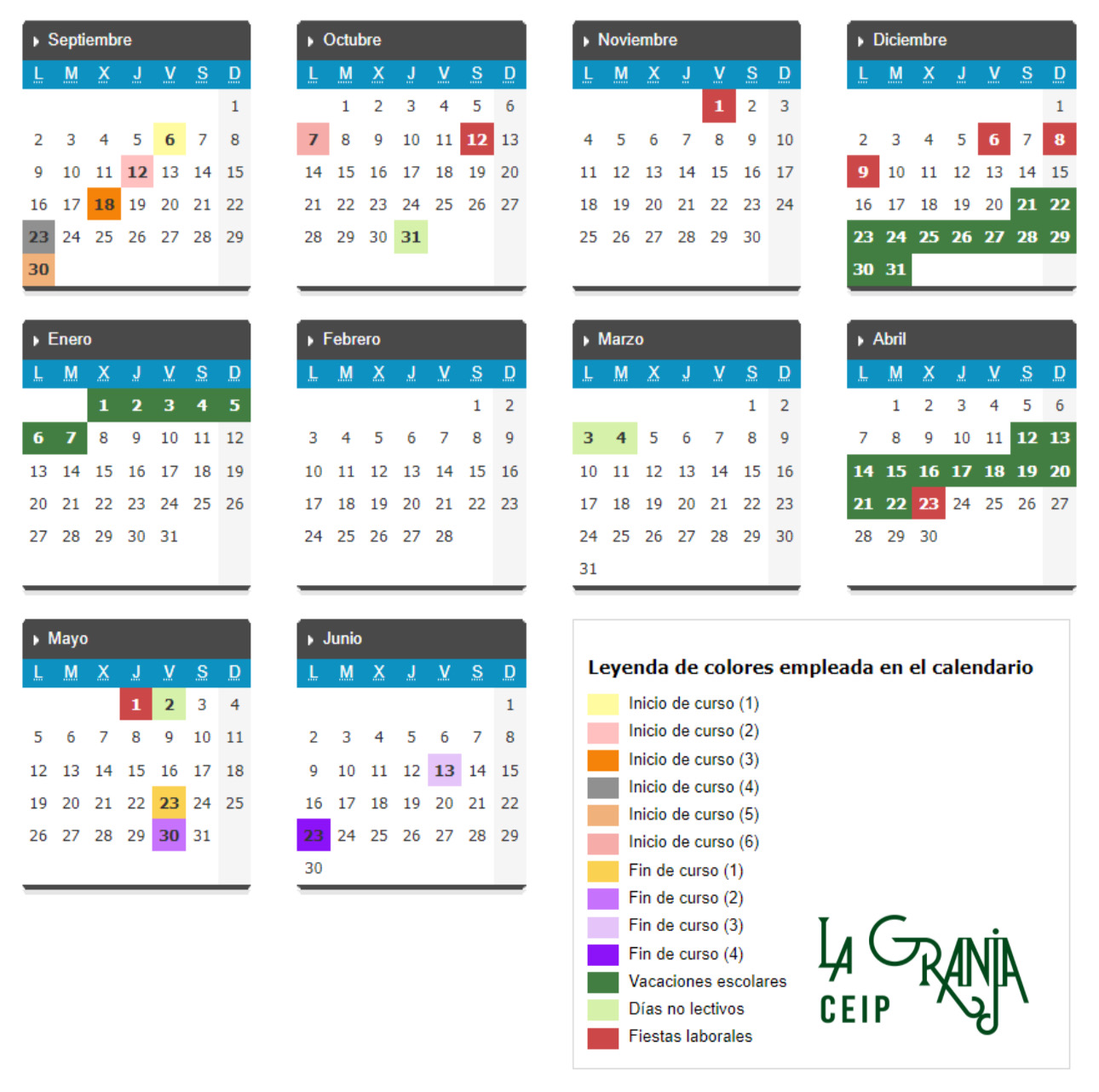 Calendario Escolar 2024 - 2025